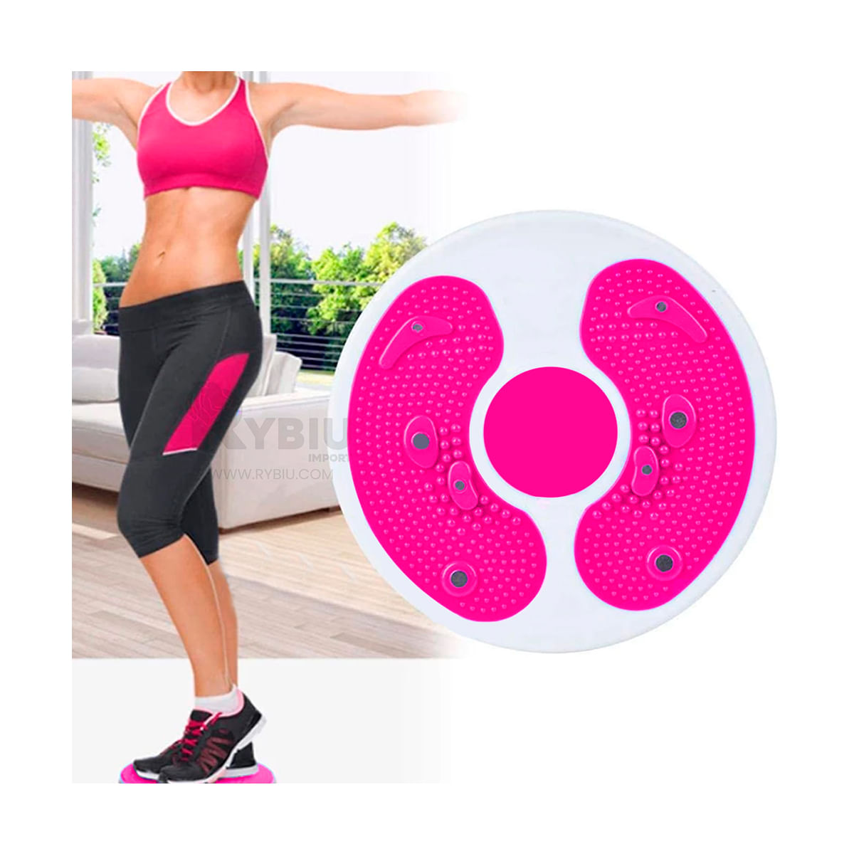 Disco Fitness con Ligas de Color Fucsia Y+Papel de Regalo