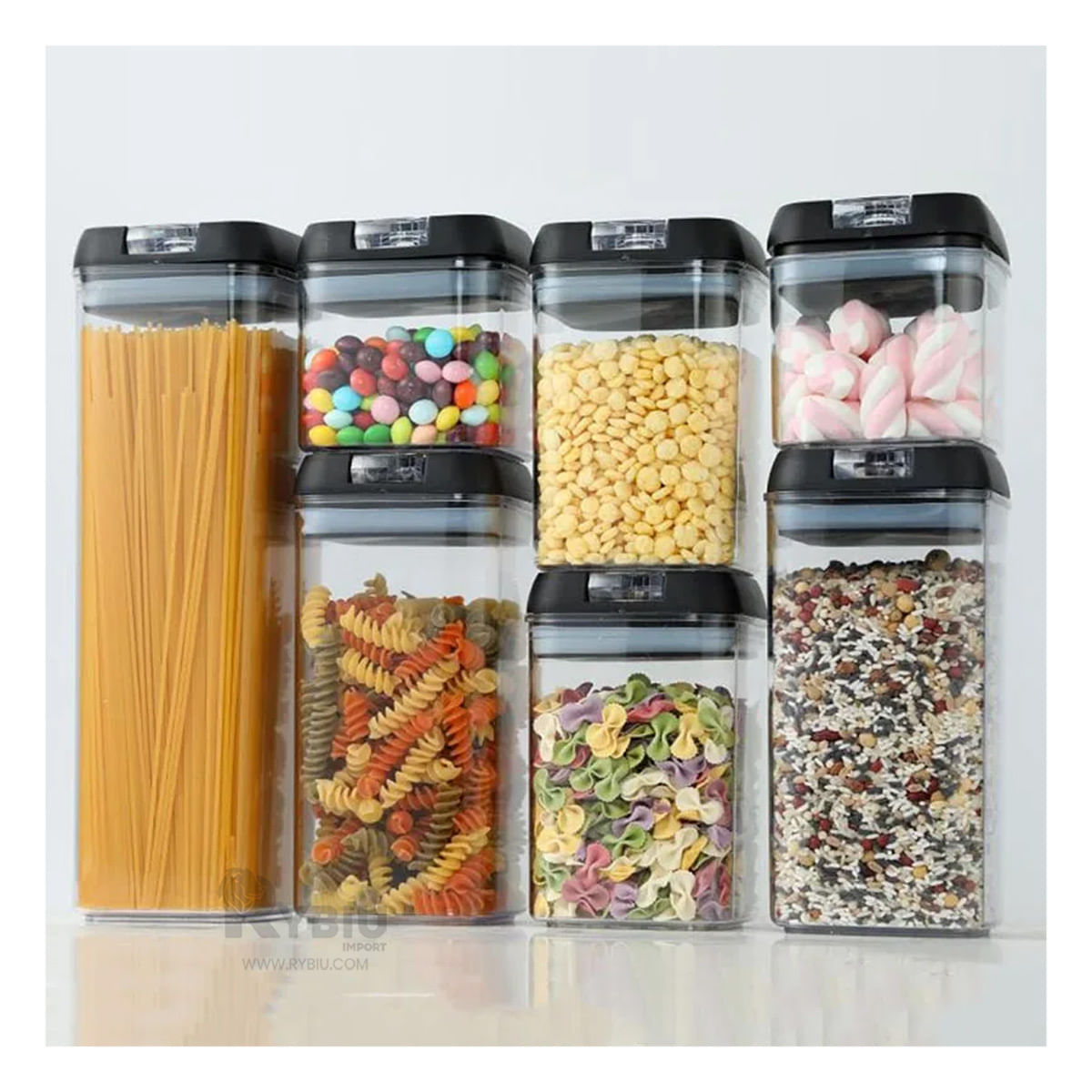 Contenedor Practico de 7 Piezas con Tapa Negra Y+Stickers