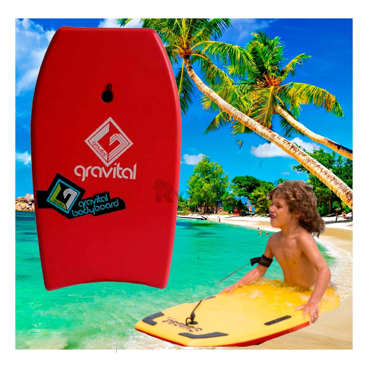 Bodyboard Hidrodinamico en Color Rojo Y+Stickers