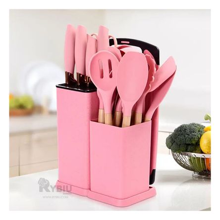 Set de Utensilios de Cocina en Color Rosado Y+Stickers