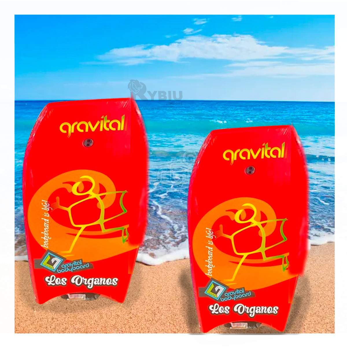 Tabla Acuatica de Color Anaranjado Y+Stickers