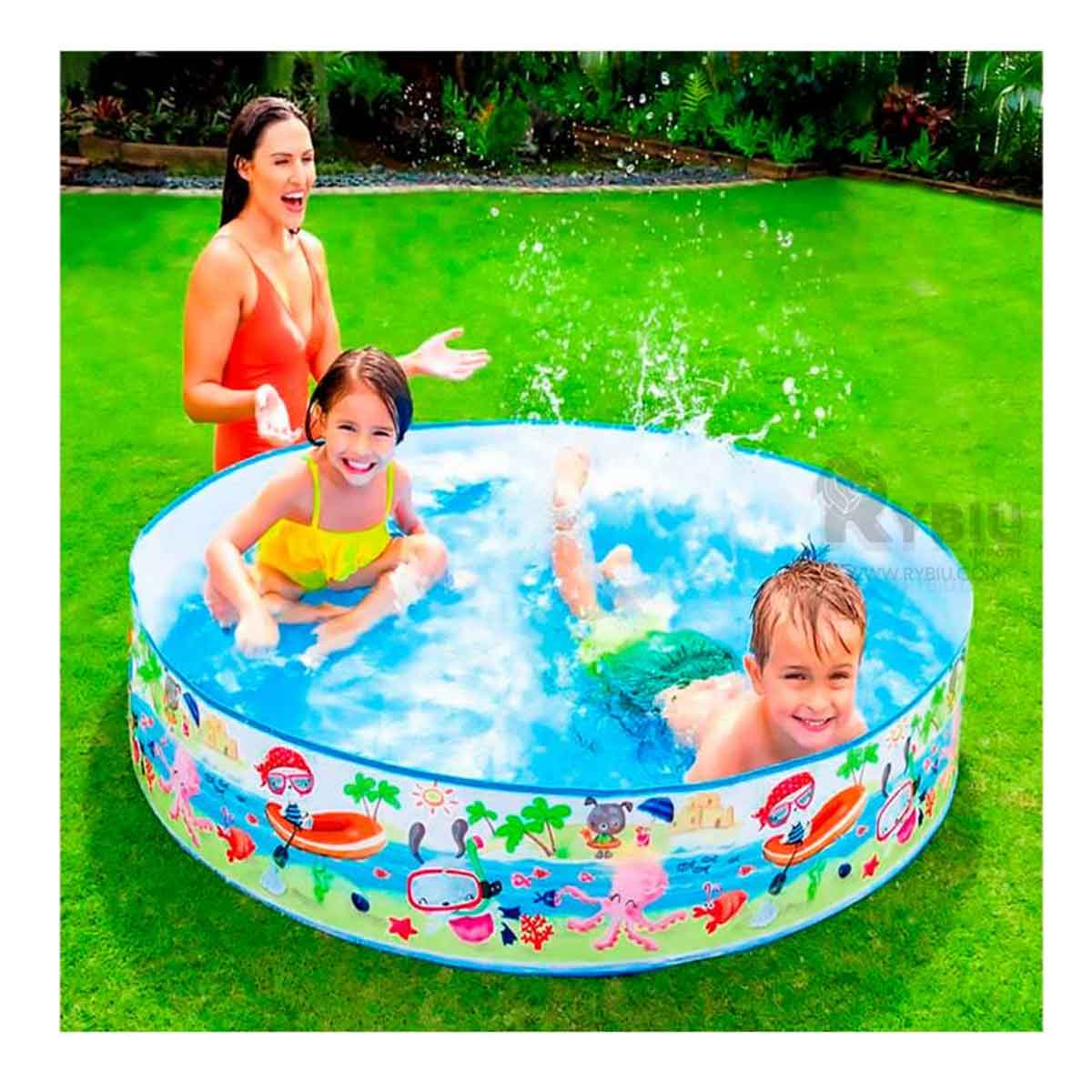 Piscina Forma de Oceano Amplia en Multicolor