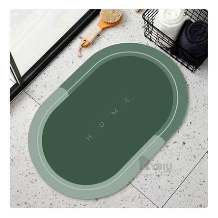 Tapete de Dormitorio Ovalado en Color Verde