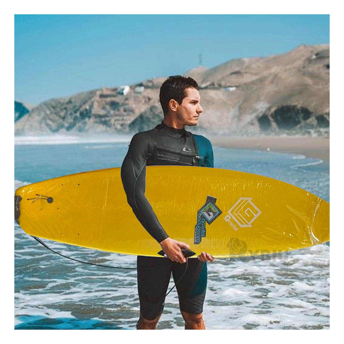 Tabla Elegante de Surf en un Vibrante Amarillo Y+Agendita