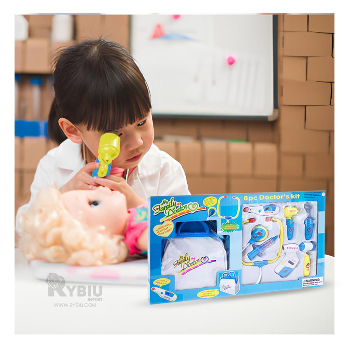 Set de Juguetes de Doctor en Caja Grande de Color Azul