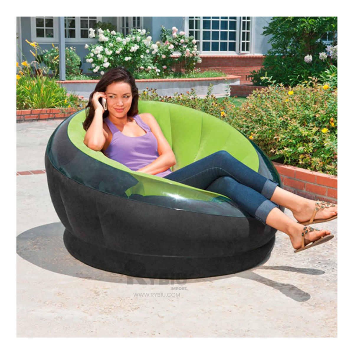 Sofa Inflable para Sala de Estar en Color Verde
