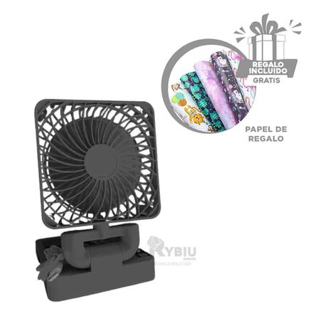 Ventilador Solar en Color Negro Y+Papel de Regalo