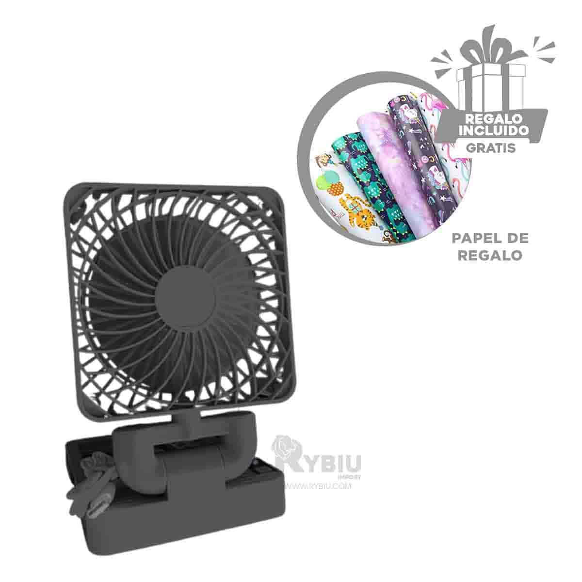 Ventilador Solar en Color Negro Y+Papel de Regalo