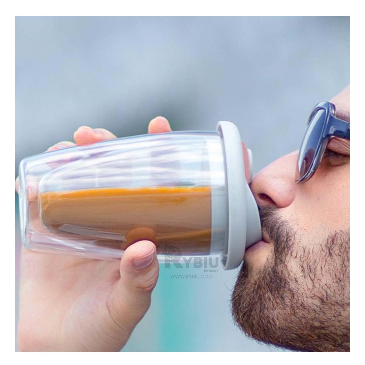 Vaso de Vidrio Funcional Tapa Plomo con Rosado