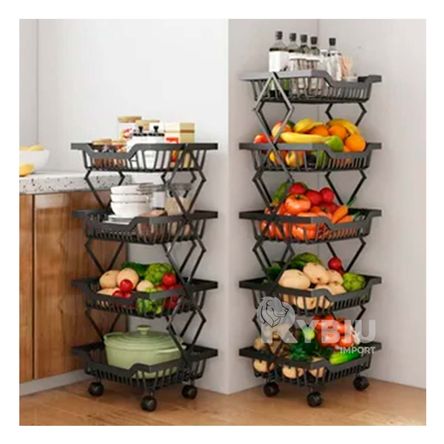 Verdulero de 4 Niveles para Cocina Negro Y+Papel de Regalo