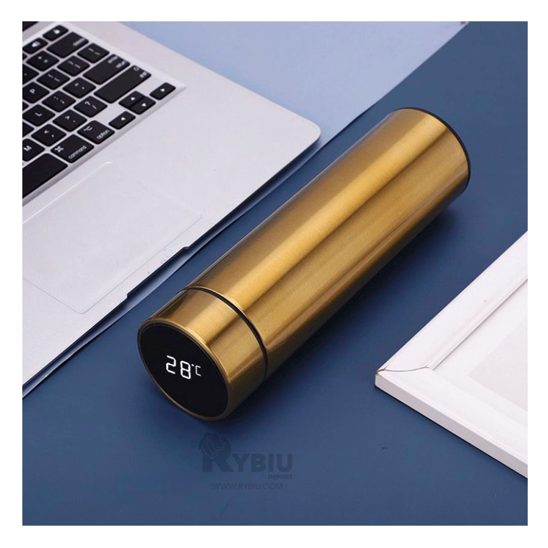 Termo Compacto de Alta Calidad de Color Dorado Y+Stickers