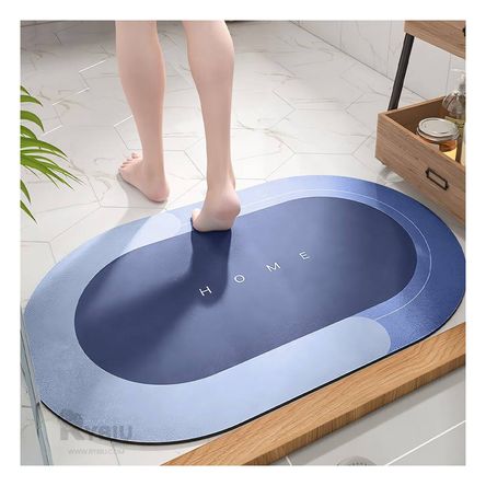 Tapete de Dormitorio Ovalado en Color Azul Tapete de Dormitorio Ovalado en Color Azul