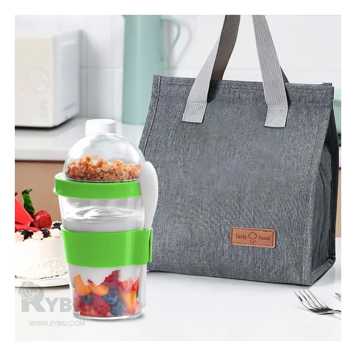 Vaso Util para Grageas de Color Verde Y+Stickers