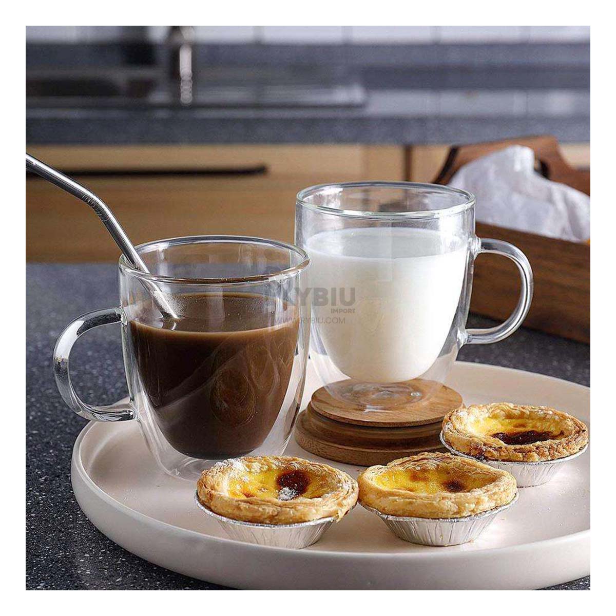 Taza Elegante para Te de Capa Doble Transparente Y+Stickers