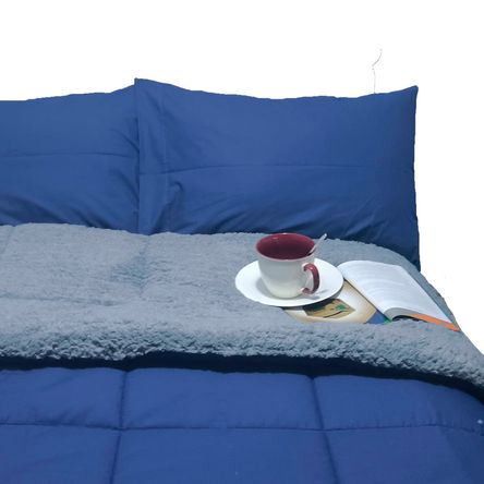 Edredon Bramante algodón con carnero King Interiotex 144 hilos Azul Acero