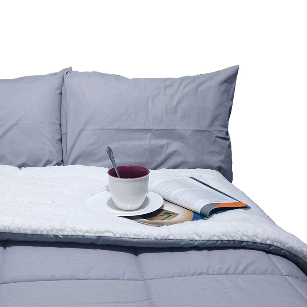 Edredón Peru Pima Algodón Plomo plata con Carnero Premium Queen Interiotex 144 hilos