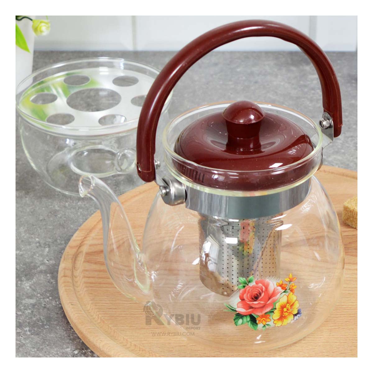 Jarra de Vidrio para Cafe y Te de 600 ml Transparente