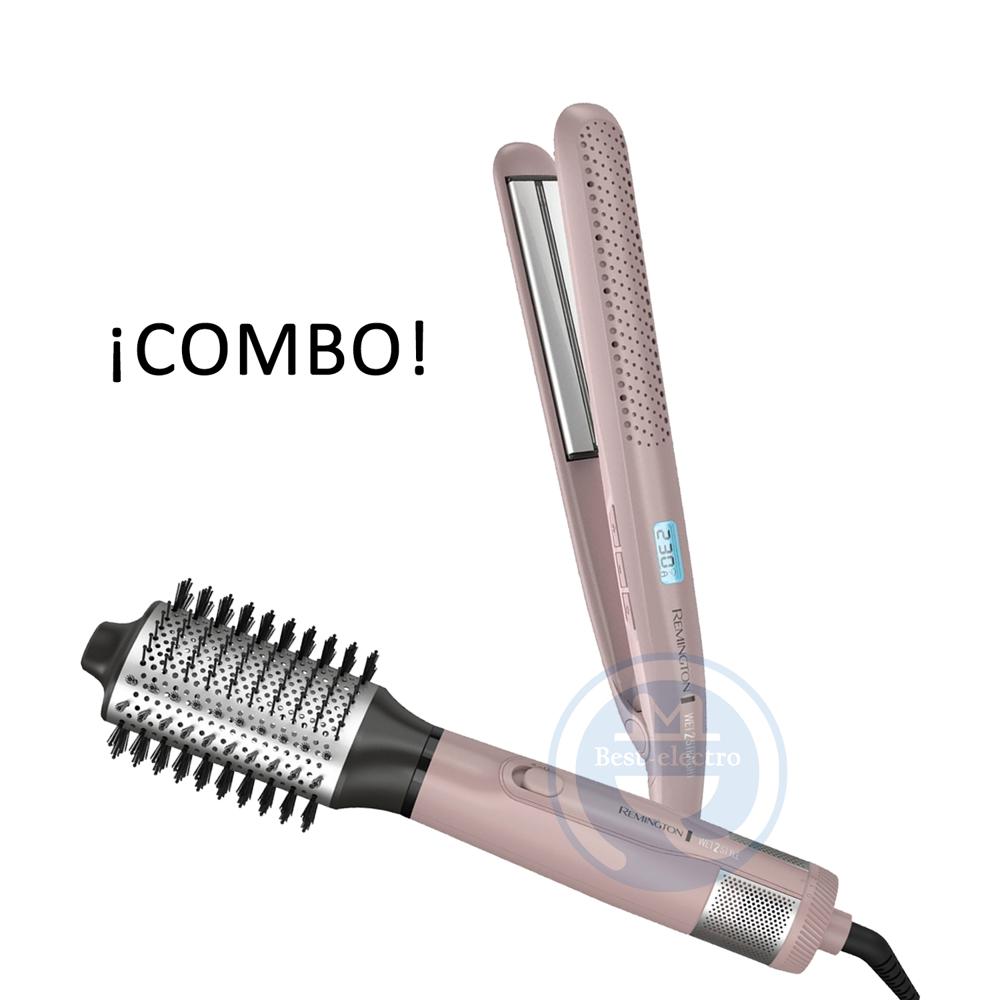 Combo Remington Alisadora Wet2Straight S27A y Cepillo Eléctrico AS15A Wet2Style