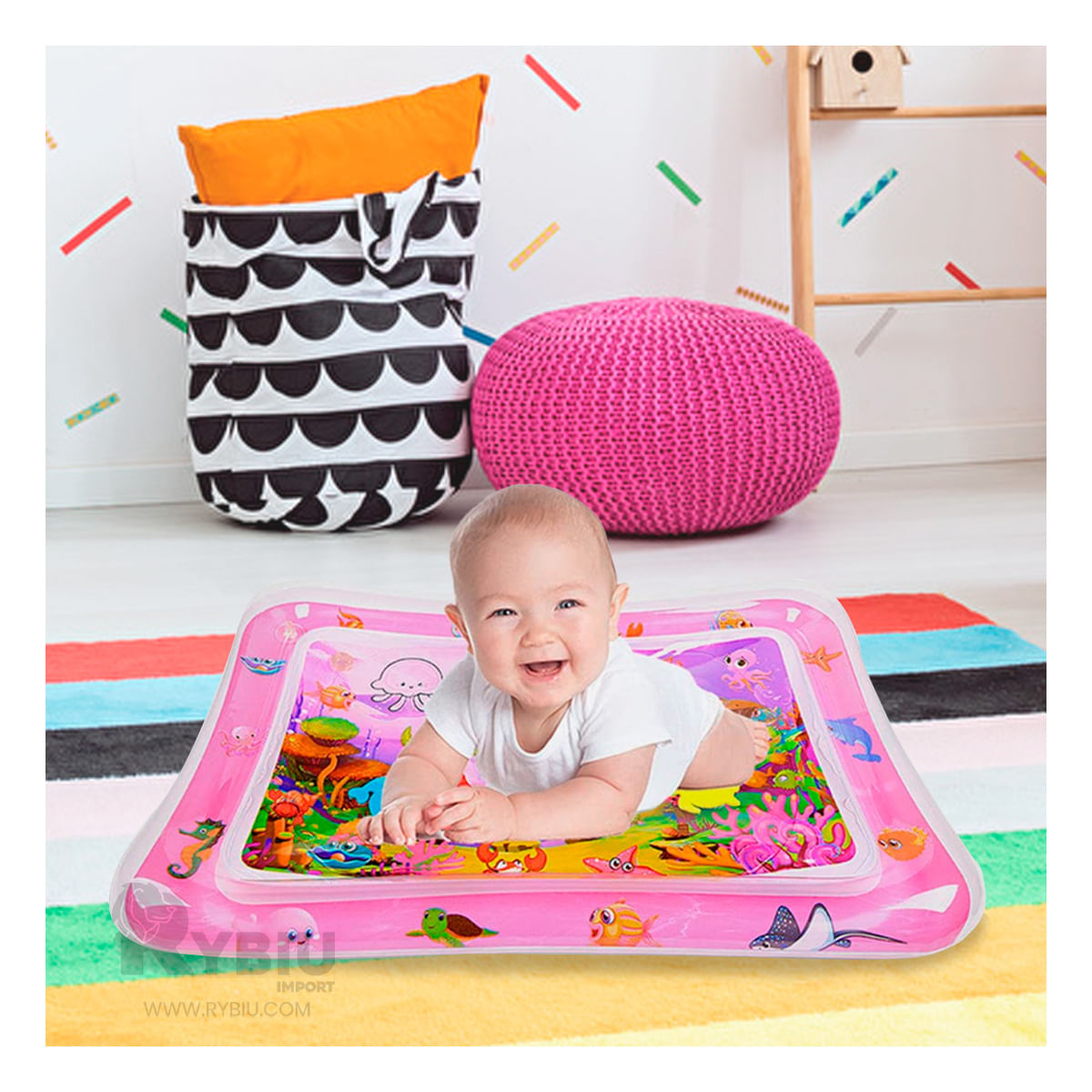 Inflable Moderno de Color Rosado Y+Papel de Regalo