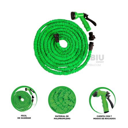 Manguera Eficiente Expandible en Tono Verde Y+Stickers Manguera Eficiente Expandible en Tono Verde Y+Stickers