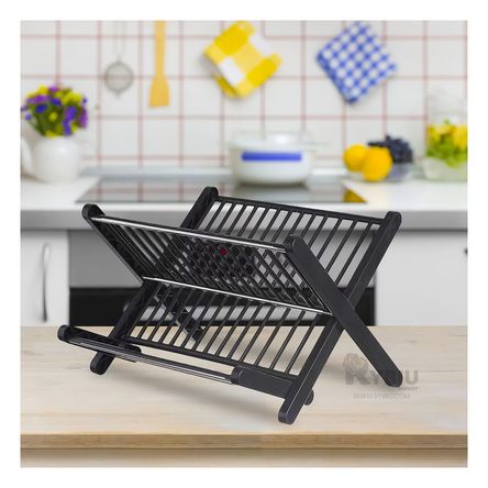 Organizador de Platos en Diseño Plegable de Color Negro