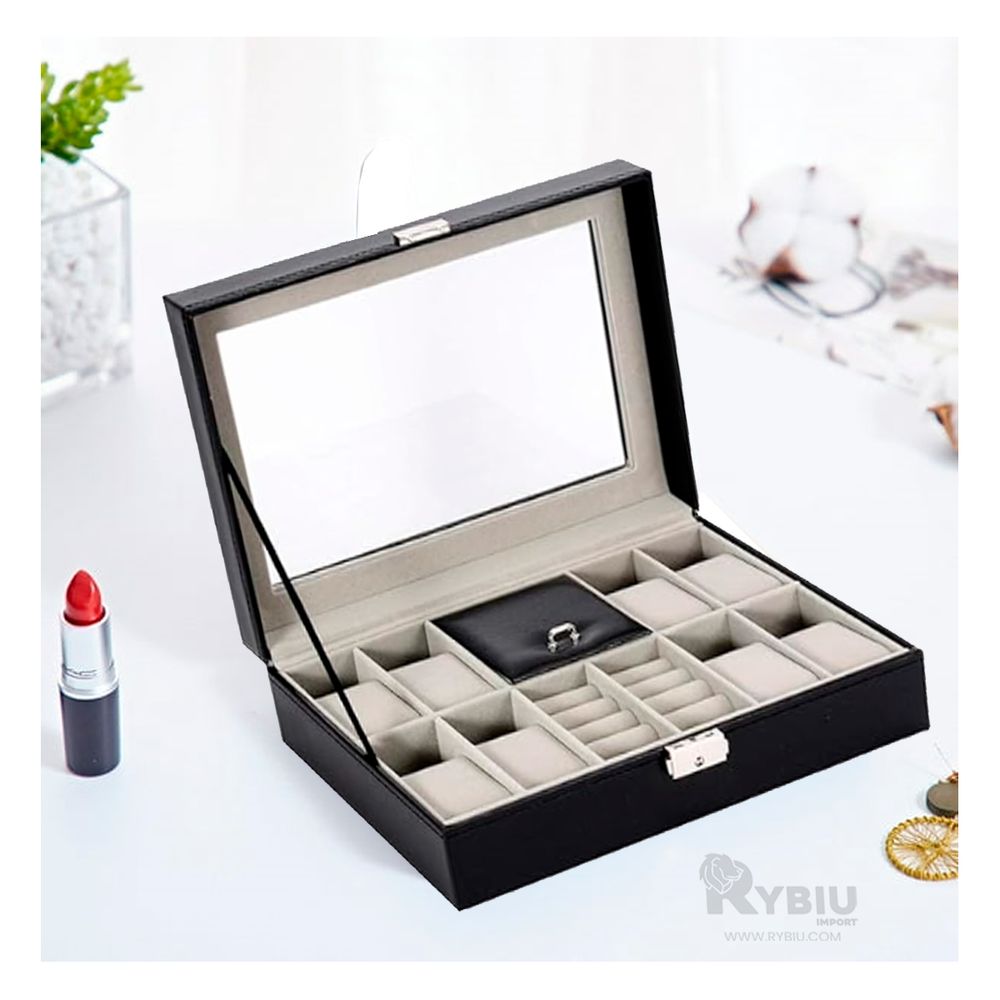 Organizador para Relojes Pulseras y Anillos en Color Negro Organizador para Relojes Pulseras y Anillos en Color Negro