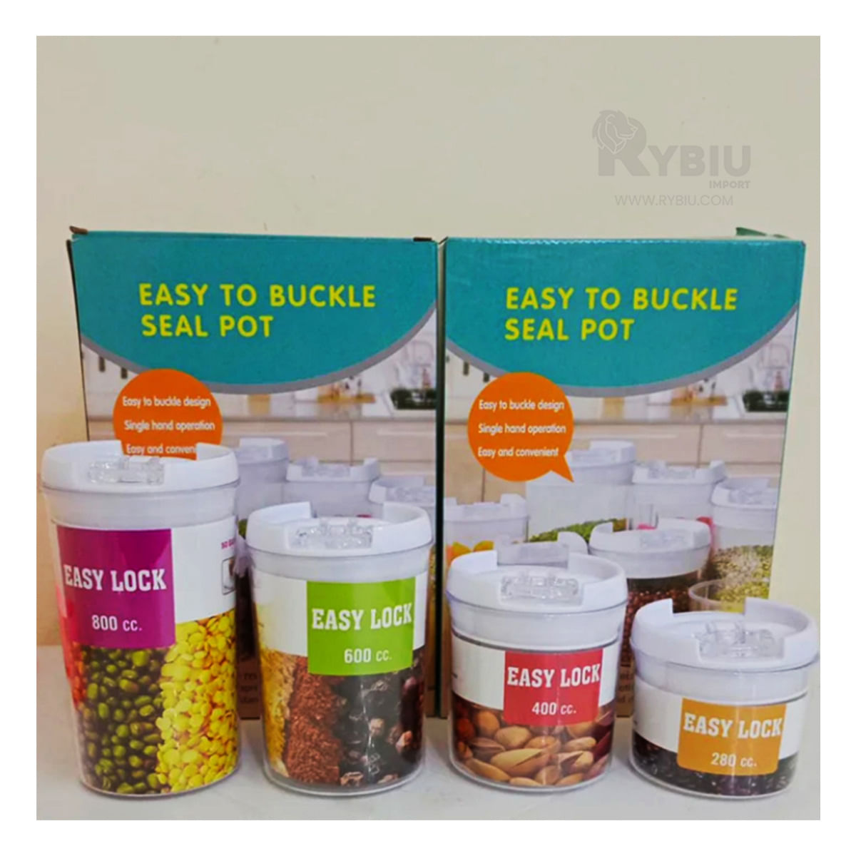 Set 4 de Recipiente Acrilico Tapa Blanca Y+Papel de Regalo