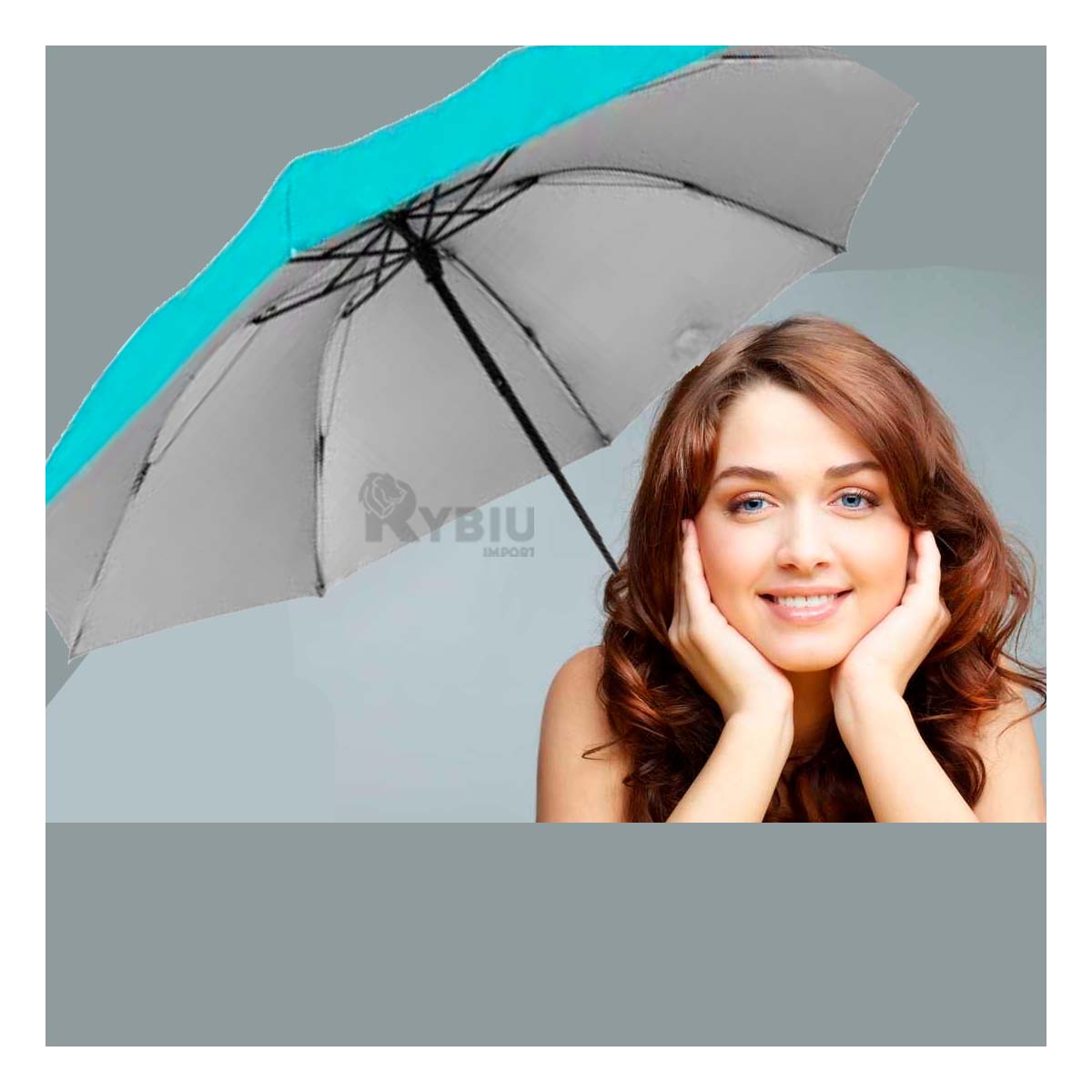 Sombrilla Plegable Portatil para Cartera en Celeste