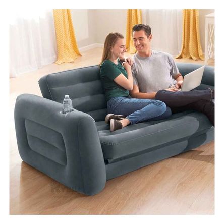 Sofa Cama Comodo y Transportable de Color Plomo Sofa Cama Comodo y Transportable de Color Plomo