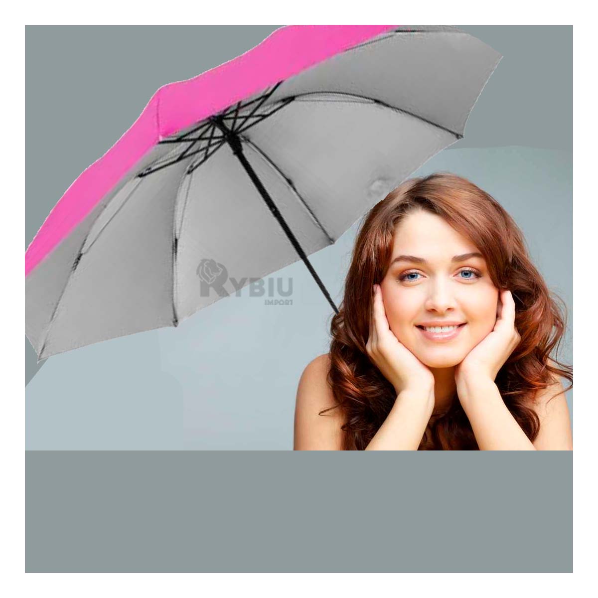 Sombrilla Plegable Portátil para Cartera en Rosado