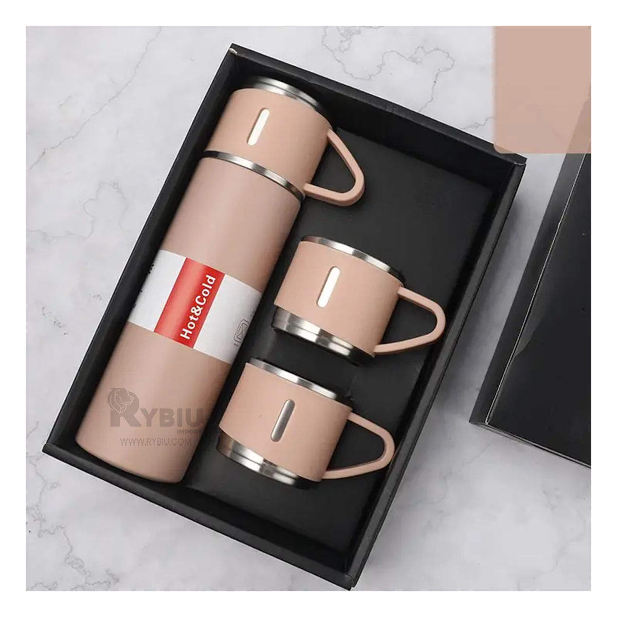 Termo Practico con Tazas Rosado Y+Stickers