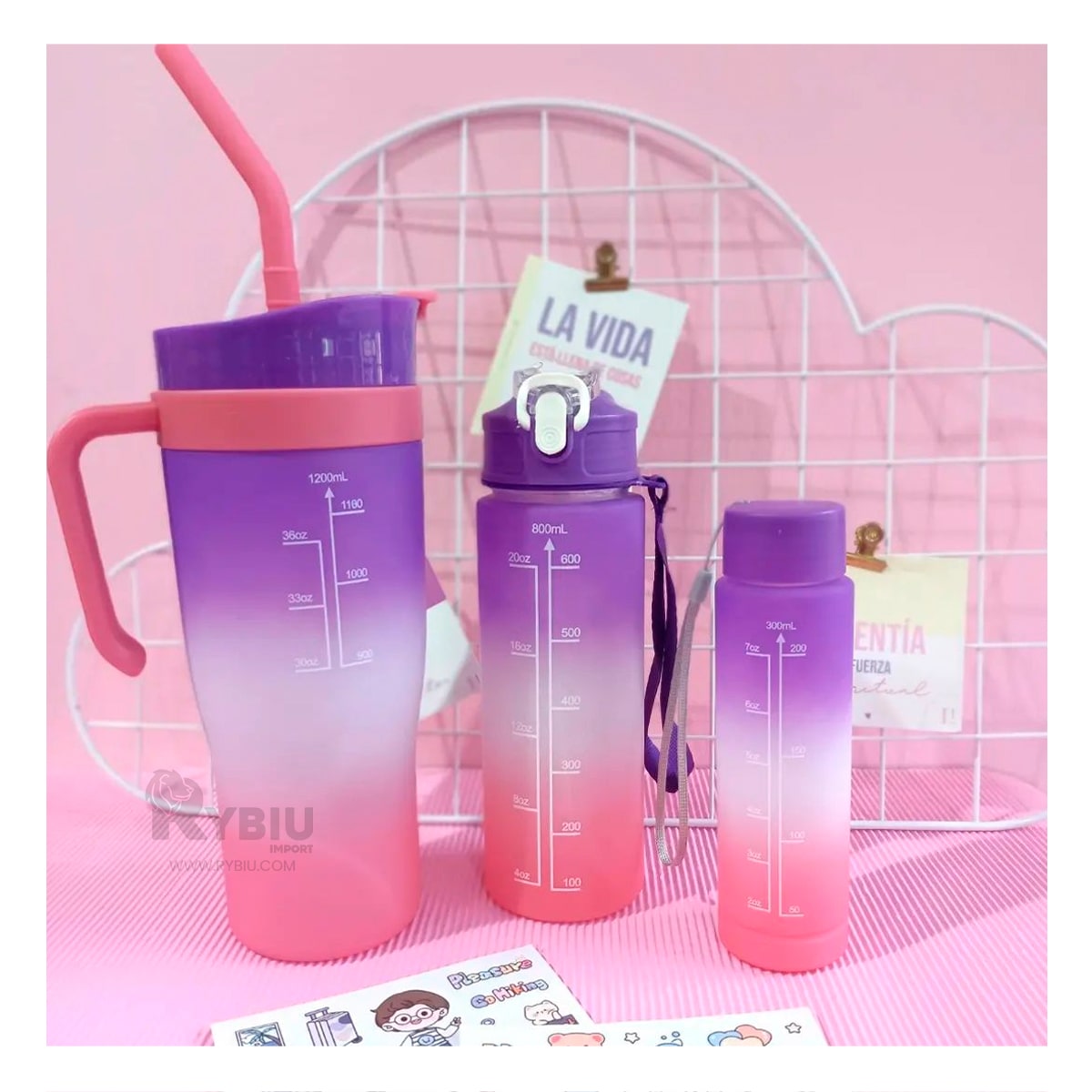 Tomatodo Trio 1200 ml 800 ml 300 ml Sticker 2D en Morado