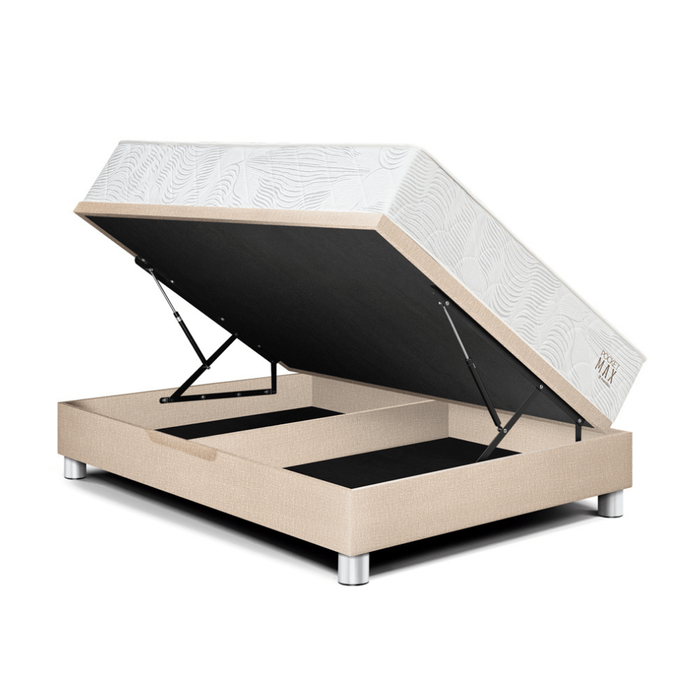 Cama Boxet Paraíso Pocket Max 1.5 Plazas Champagne