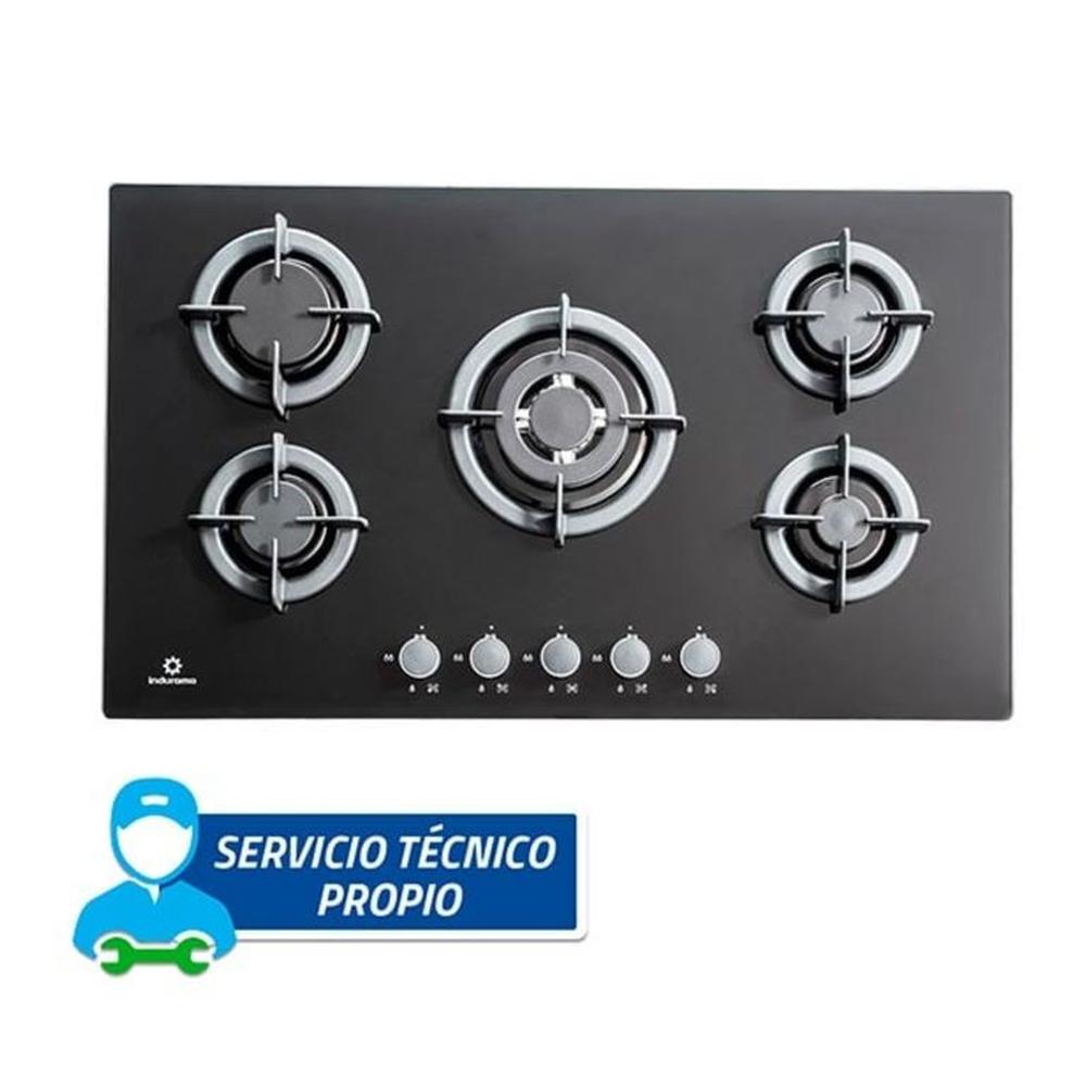ENCIMERA EMPOTRABLE A GAS GLP INDURAMA 5 HORNILLAS EGI-905VDNEG