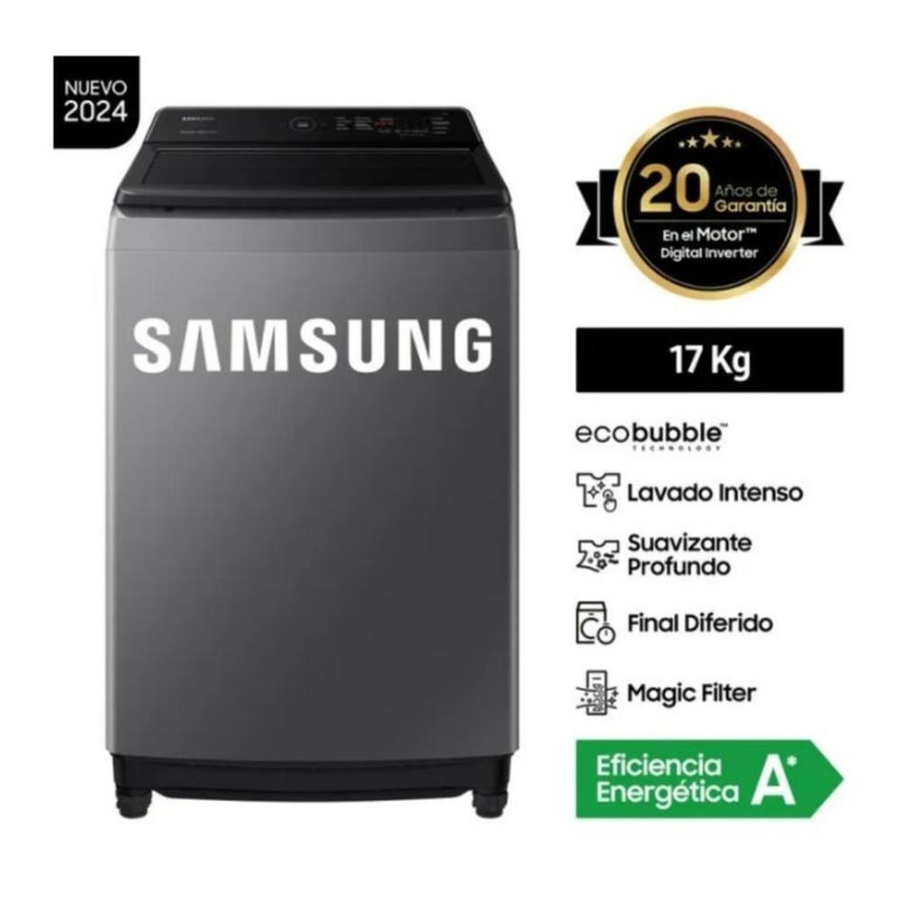 LAVADORA SAMSUNG 17KG WA17CG6441BDPE SMART ECOBUBBLE GRIS