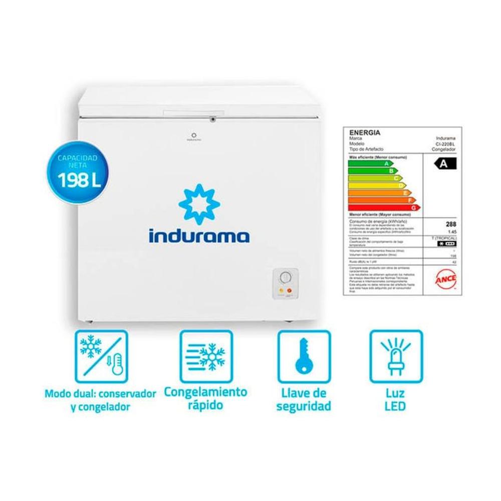 CONGELADORA INDURAMA CI-220BL 198LITROS DEFROST BLANCO