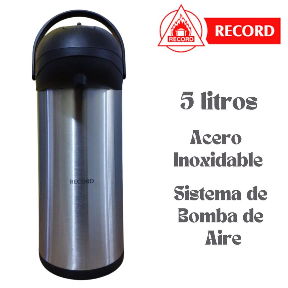 Termo Bomba RECORD de 5 Litros en Acero Inoxidable