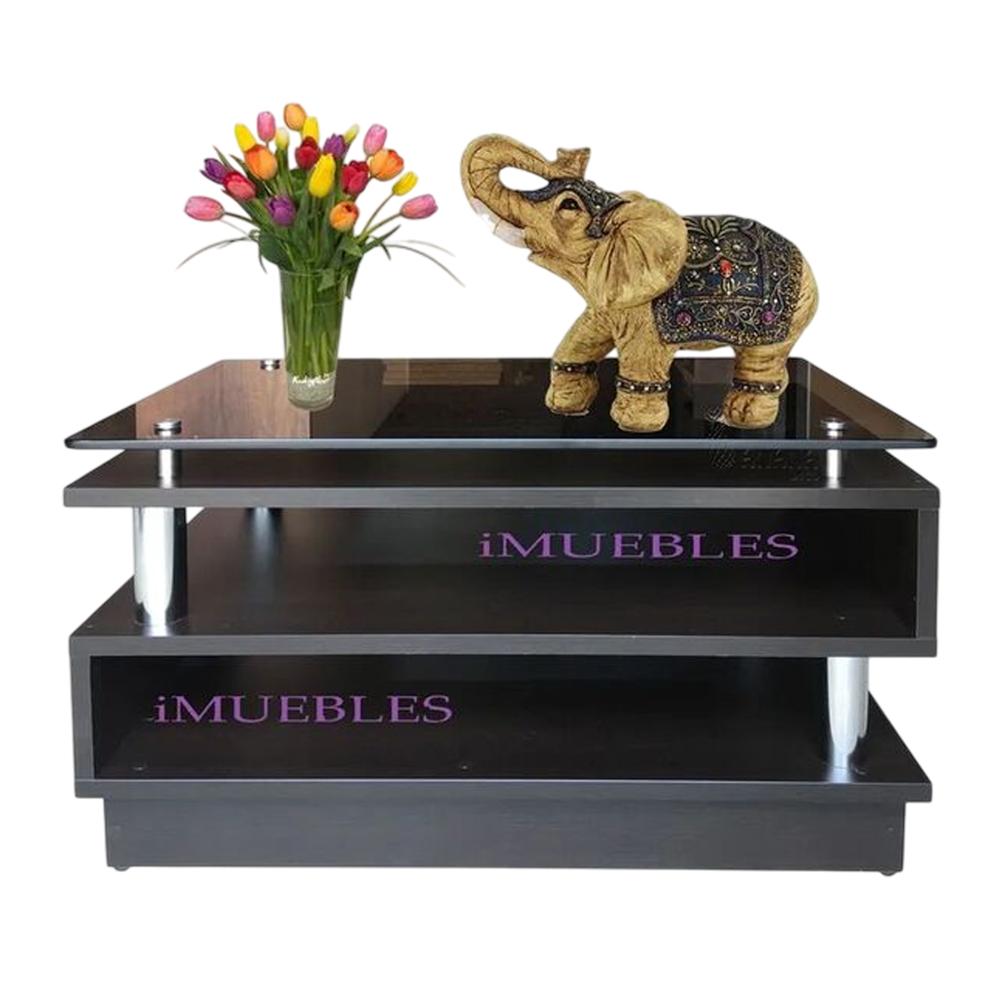 Mesa de Centro con Vidrio Color Wengue Modelo ZETA - TEMEL