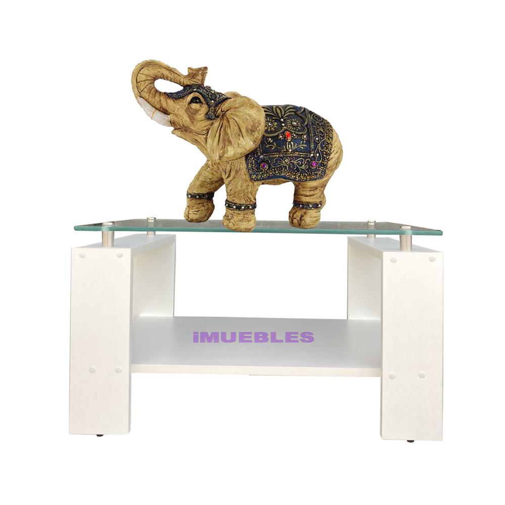 Mesa de Centro con Vidrio  Color Blanco Modelo MISS - TEMEL