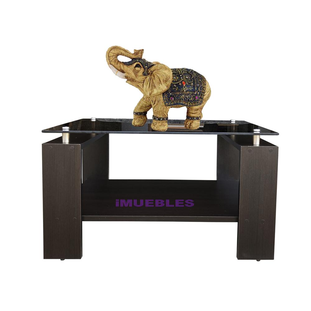 Mesa de Centro con Vidrio Color Wengue Modelo MISS - TEMEL
