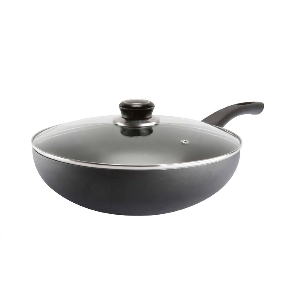 Sartén Wok Antiadherente 28 cm Tapa de Vidrio Record