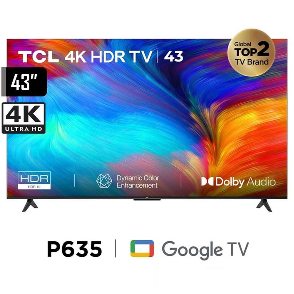 TELEVISOR TCL 43"" 43P635 SMART TV  4K ULTRA HD  GOOGLE TV