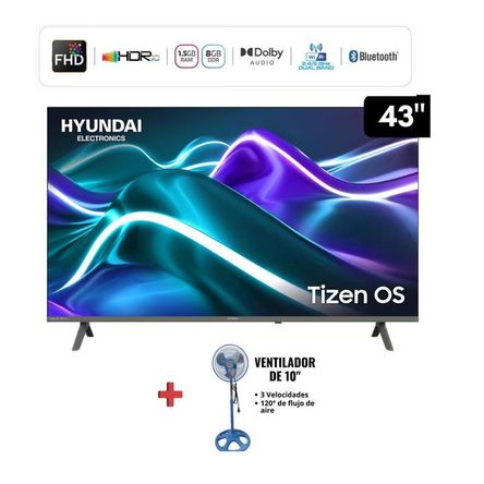 COMBO TV HYUNDAI 43'' HYLED4324TM FHD 4K Smart Tv + VENTILADOR SONRICH 10