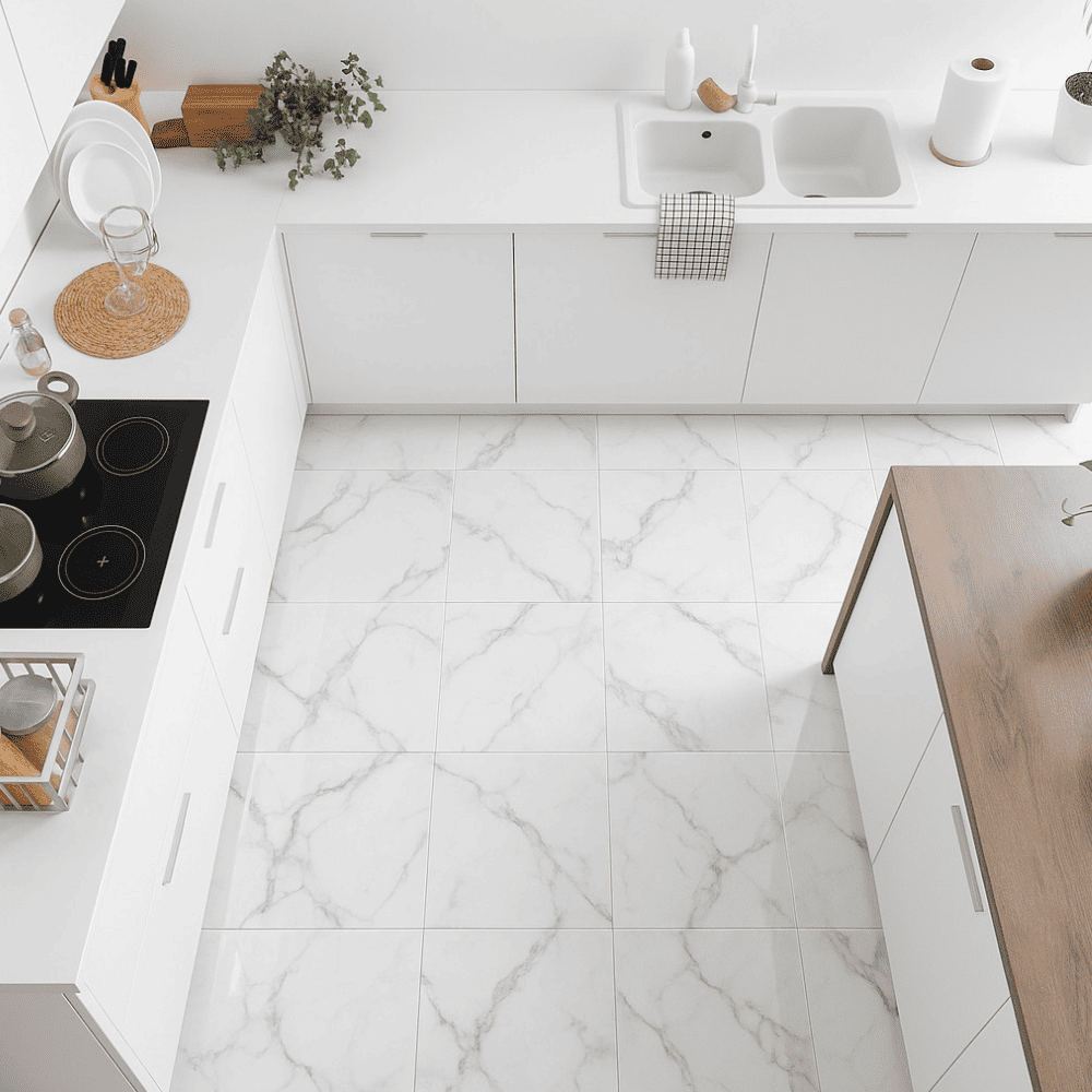 Piso Cerámico Marmolizado Alpi Blanco 45x45cm 2.29m2 Scop