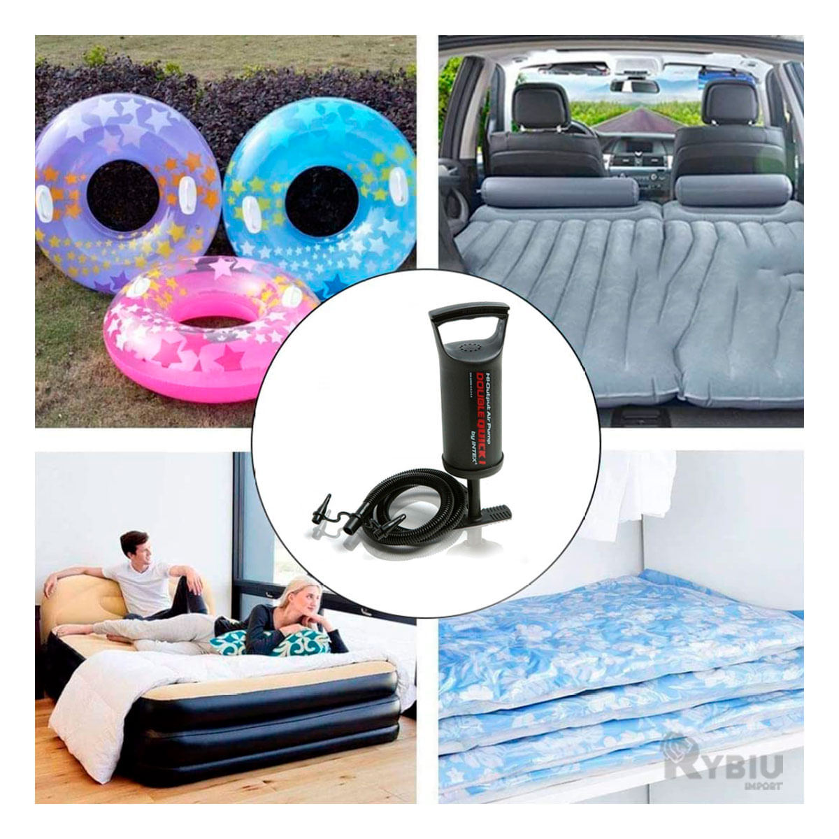 Inflador de Mano Varios Usos de 14 Pulgadas Negro Y+Agendita