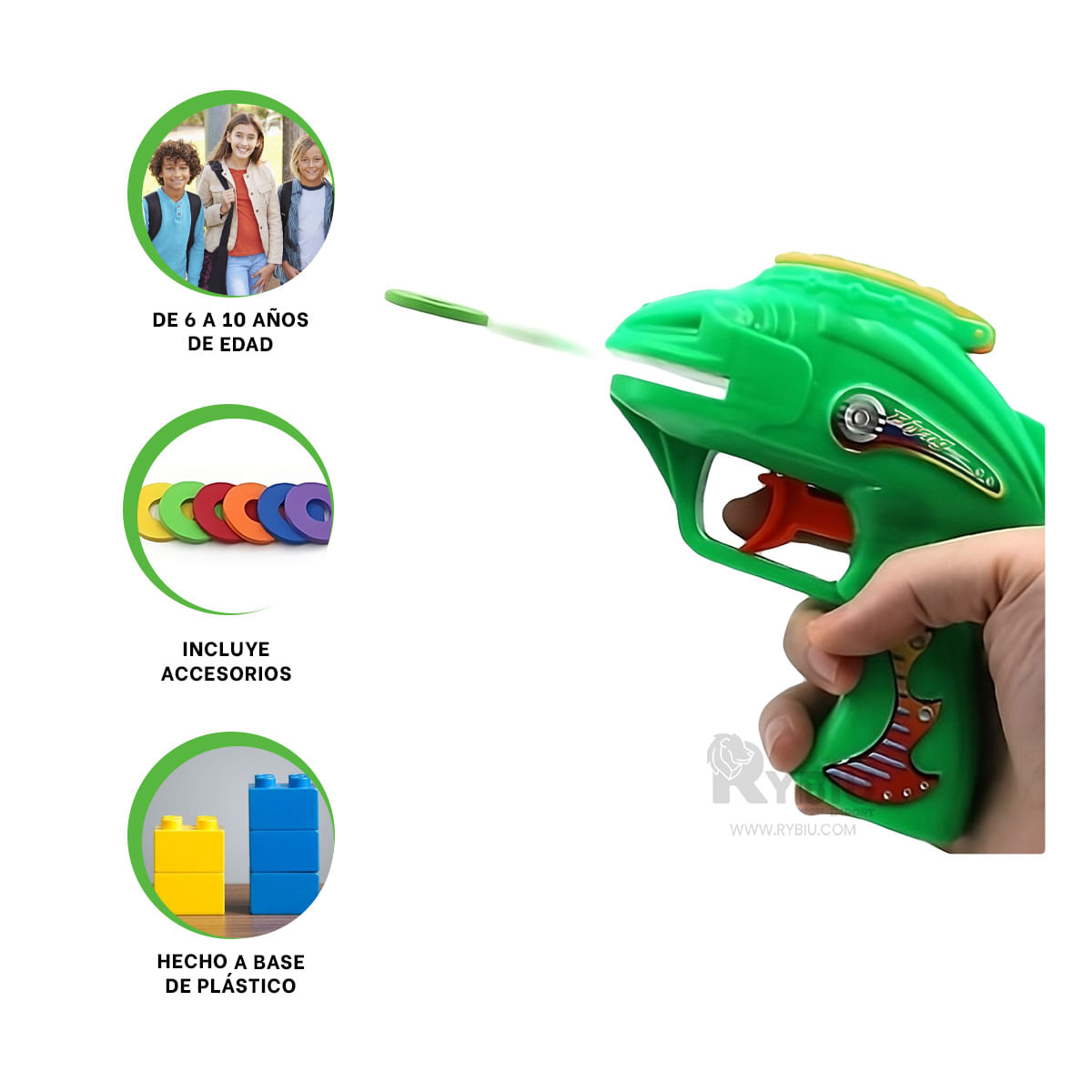 Disparador Pequeño de Blister en Color Verde Y+Stickers