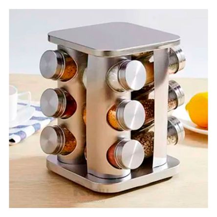 Condimentero de 12 Tarros en Tono Gris Y+Papel de Regalo