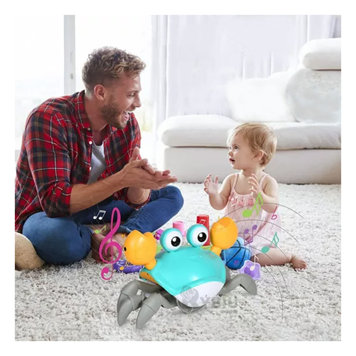 Cangrejo Playero a Cuerda en Color Celeste Y+Stickers