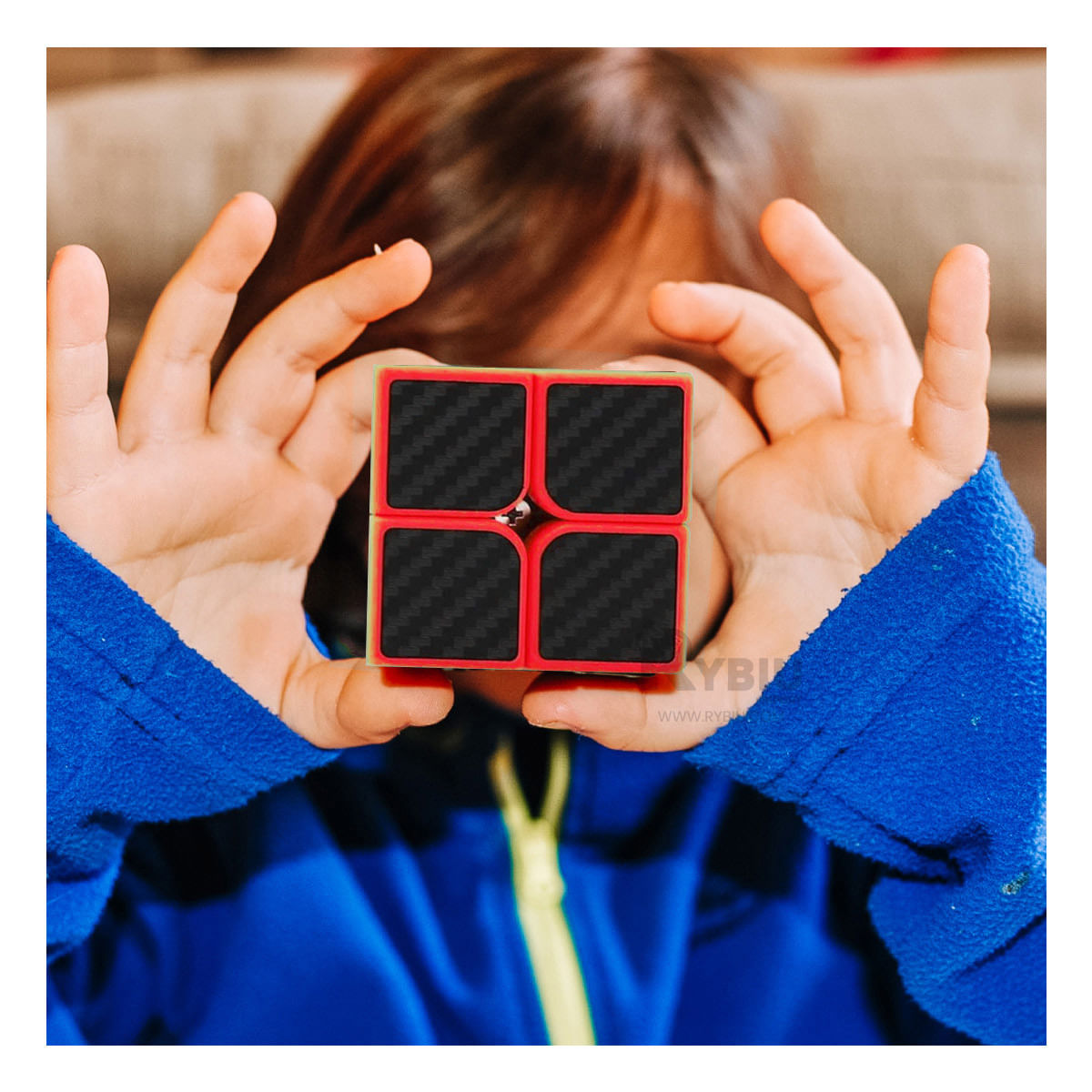 Cubo 2x2 de Color Negro Borde Multicolor Y+Stickers