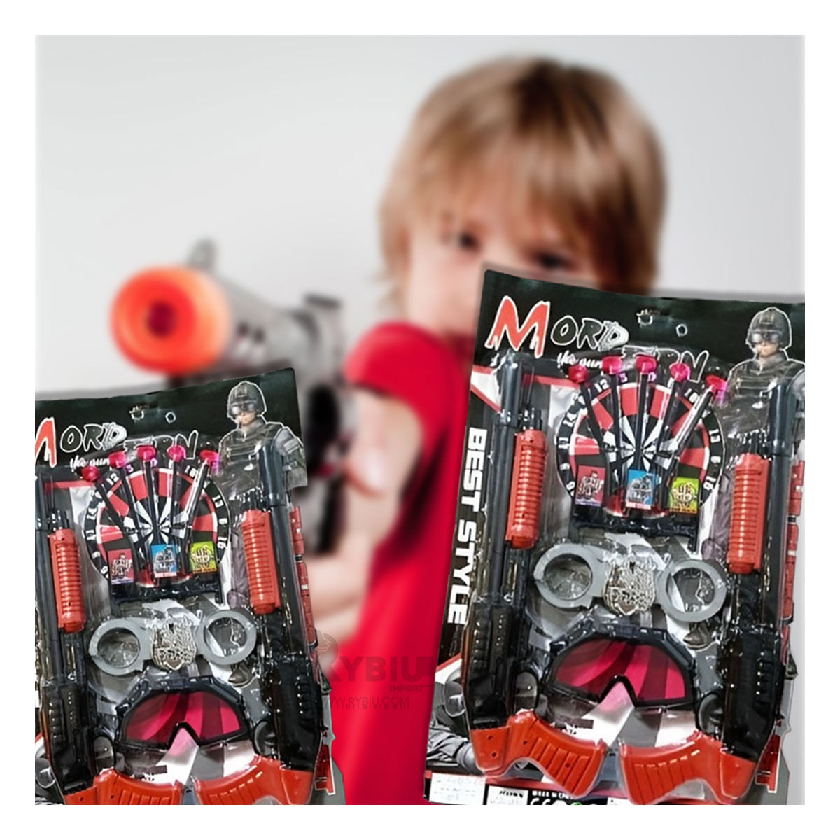 Escopeta con Lentes y Accesorios de Tiro en Negro